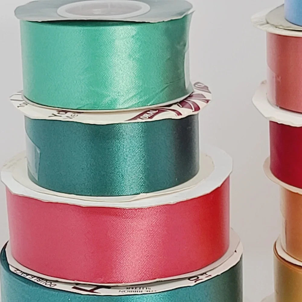 VALUE BUNDLE: 11 Flora-Satin Waterproof Craft Ribbon Lot 1 1/4 & 1 7/16 in Bows